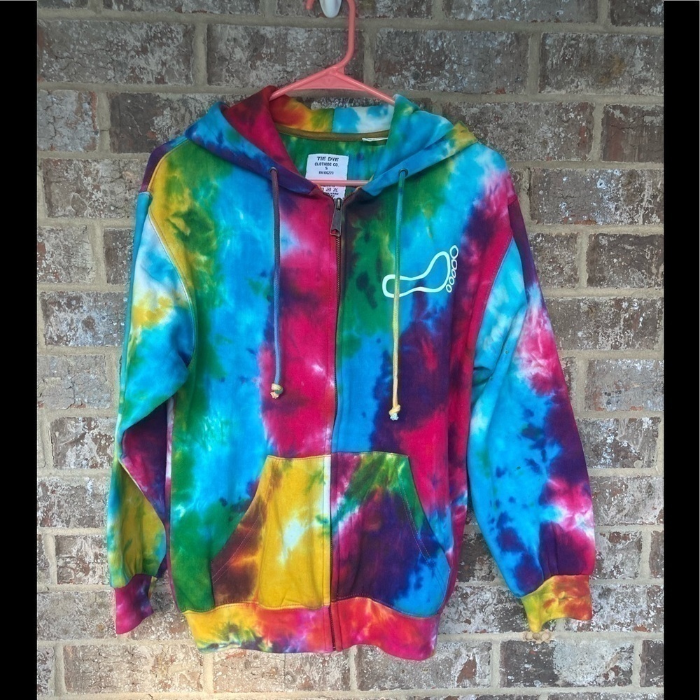 TIE DYE CLOTHING COMPANY Full Zip Barefoot Hoodie Size Small Lake Okoboji Ia